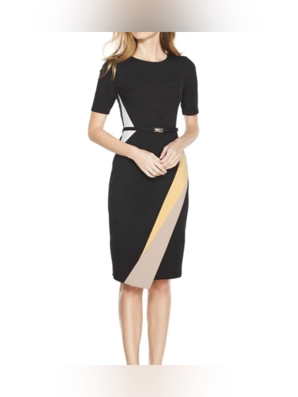 White House Black Market Black Colorblock Sheath Dress